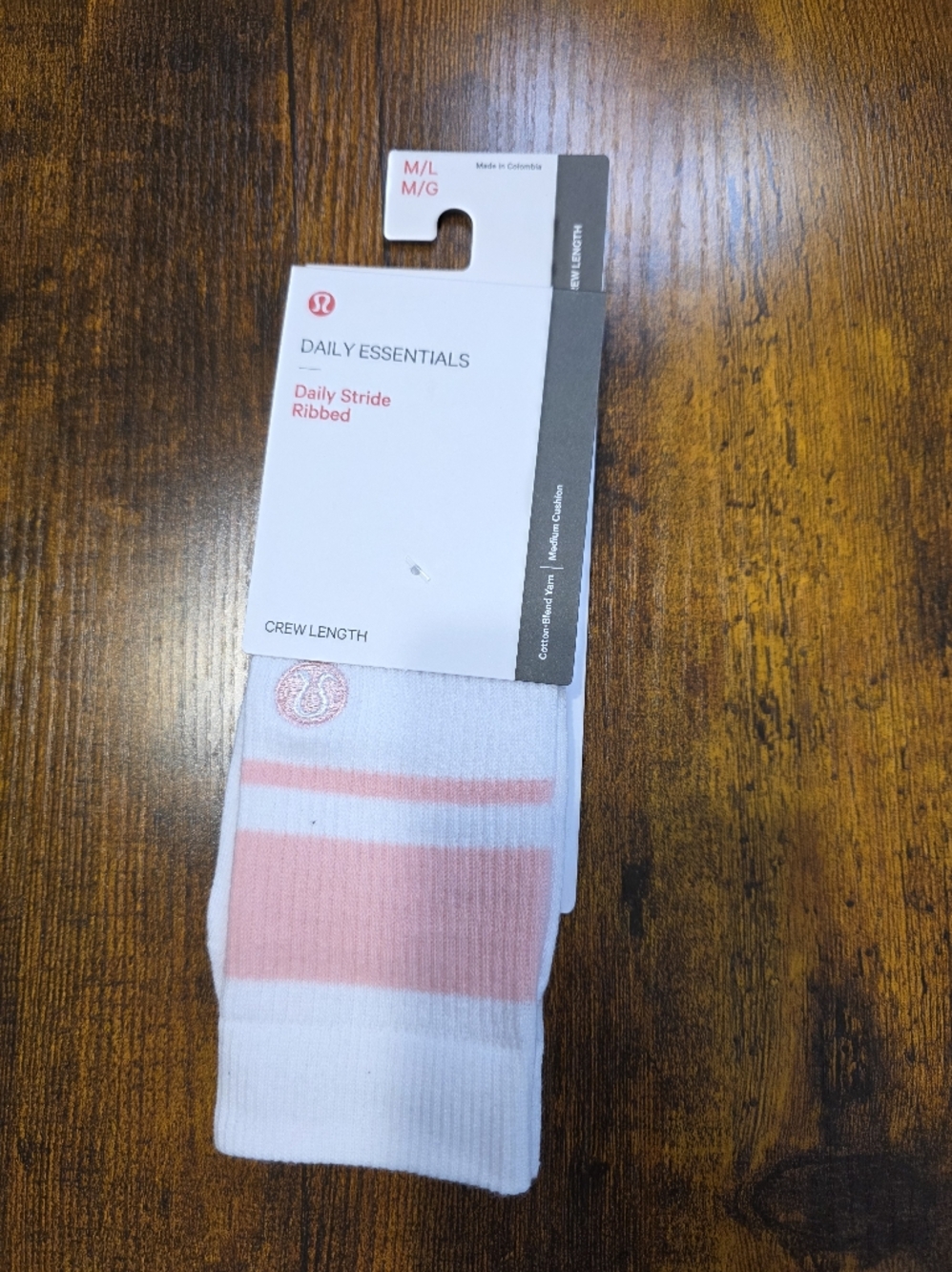 Lululemon Daily Stride Ribbed Crew Socks Pink Stripe | NWT | Athletic Luxe